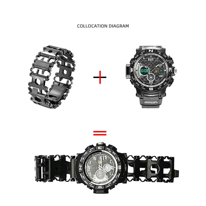 Multifunctional Bicycle Chain Bracelets Stainless Steel Men's and Women's Outdoor Sports Survival Screwdriver Wearable Tools