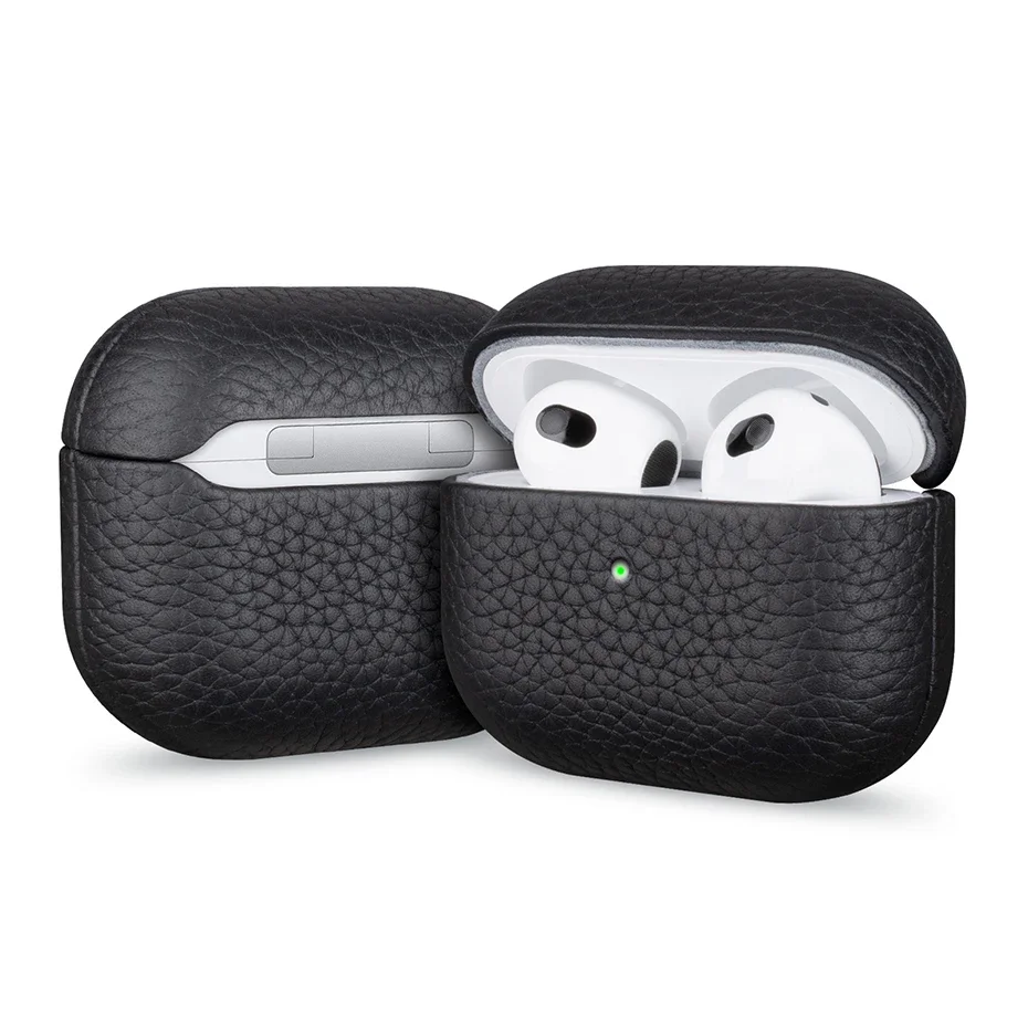 Genuine Leather AirPods Case with Lychee Pattern