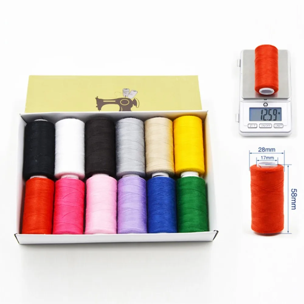 Chainho,Polyester Sewing Thread,Multi Color,12 Spools/Set,350 Meters/Spools,High Quality,Suitable For Needlework & Machine,25X2