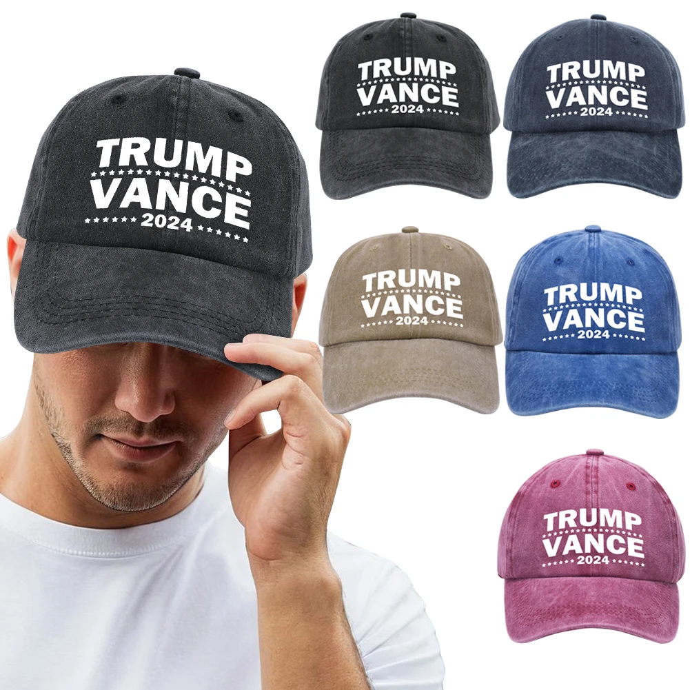 Trump Vance Hat Cotton Distressed Cap Breathable Unisex Baseball Hat Adjustable Washed Baseball Cap for Outdoor Sports