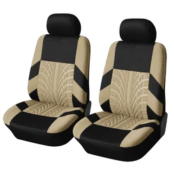 Tire Track Embossed Car Seat Covers - Stylish, Durable & Comfortable Universal Fit (Beige)