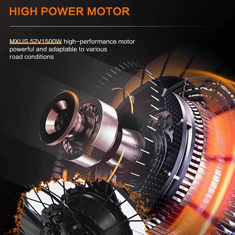 1500W Motor Fat Tire Electric Bicycle 52V 25Ah Removable Battery Adults Snow Riding Electric Bike Electric Bicycle