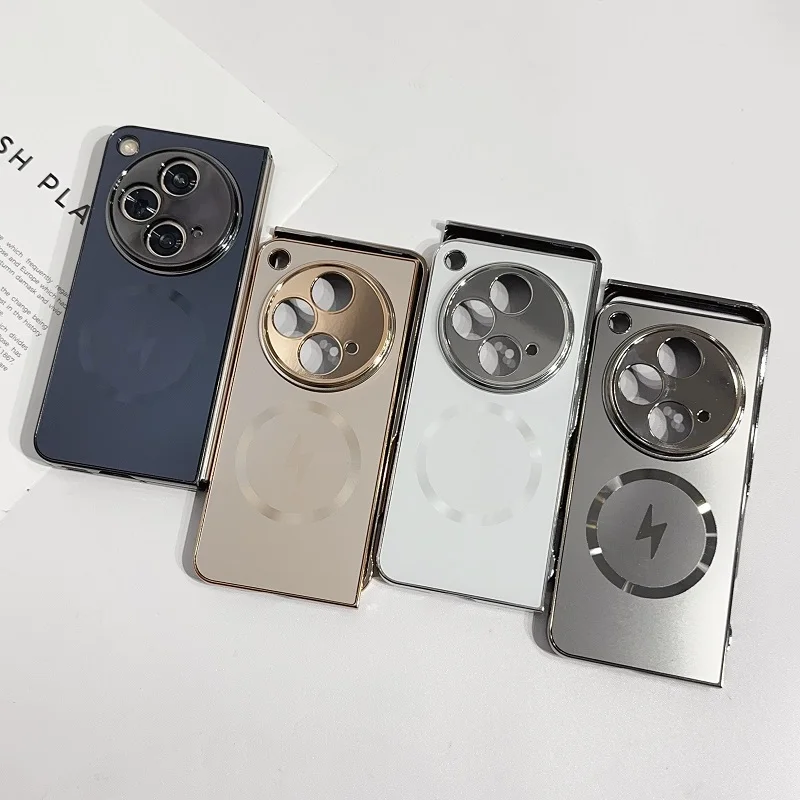 Magnetic Hard Back Bumper Protective Case with Plating Magsafe Open Cover