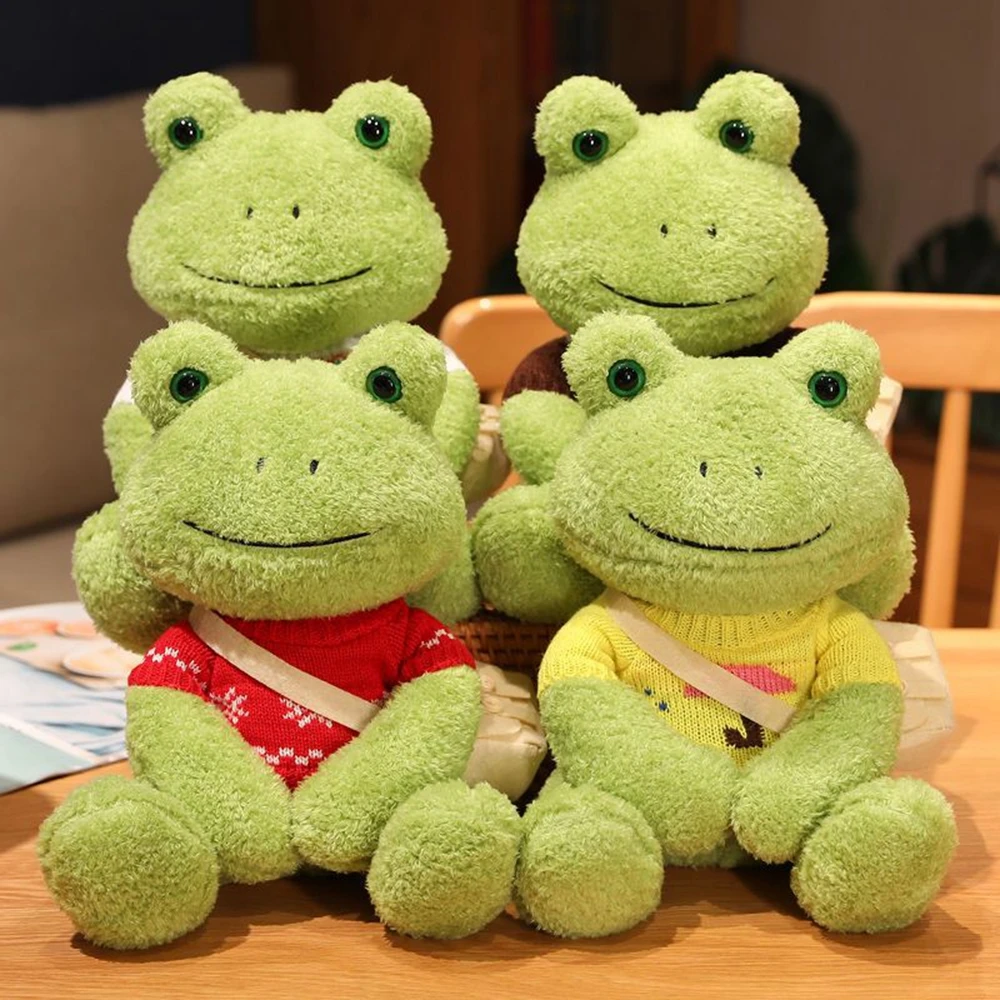 Jouet en peluche grenouille haricot mungo habillé de 25CM, poupée confortable et heureuse, oreiller de couchage, cadeau d'anniversaire pour enfant, ornements Photo 4