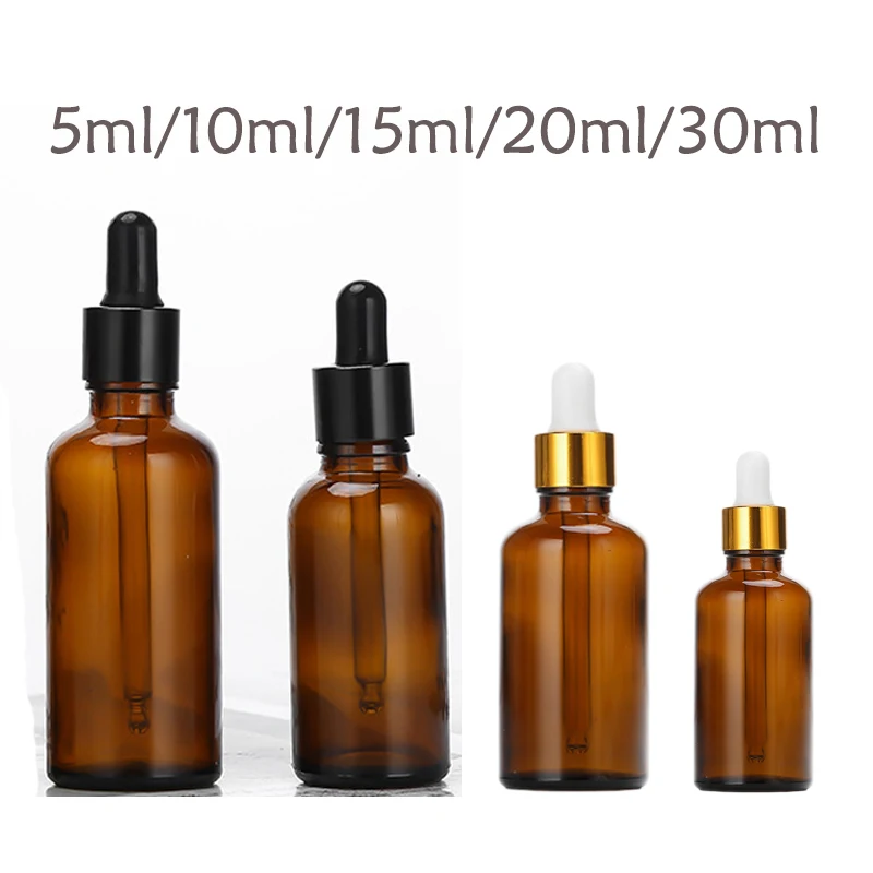 

14pcs 15/30ml Amber Glass Eye Droppers Empty Dropper Refillable Clear for Essential Oils, Liquids - Leakproof Travel Bottles