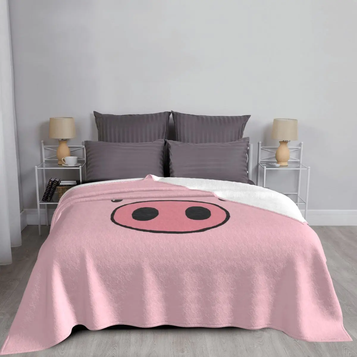 Cute Pig Fuzzy Blanket Animals Lover Customized Throw Blankets for Bed Sofa Couch 125*100cm