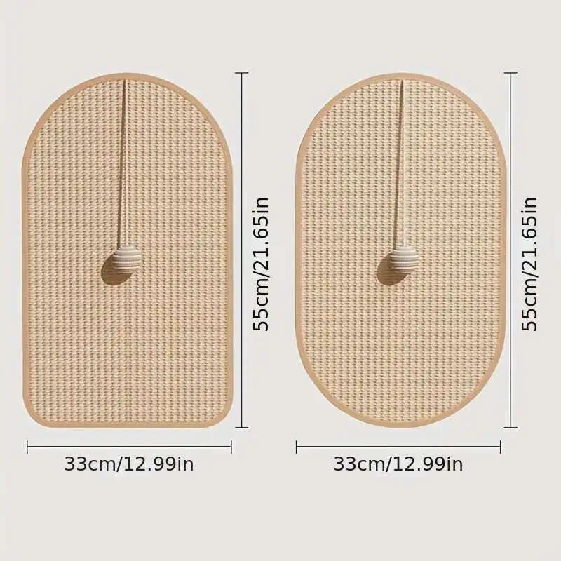 KittyNook Cat Co. Durable Sisal Cat Scratch Pads, set of 2 with balls, 55x33cm each, side by side display.