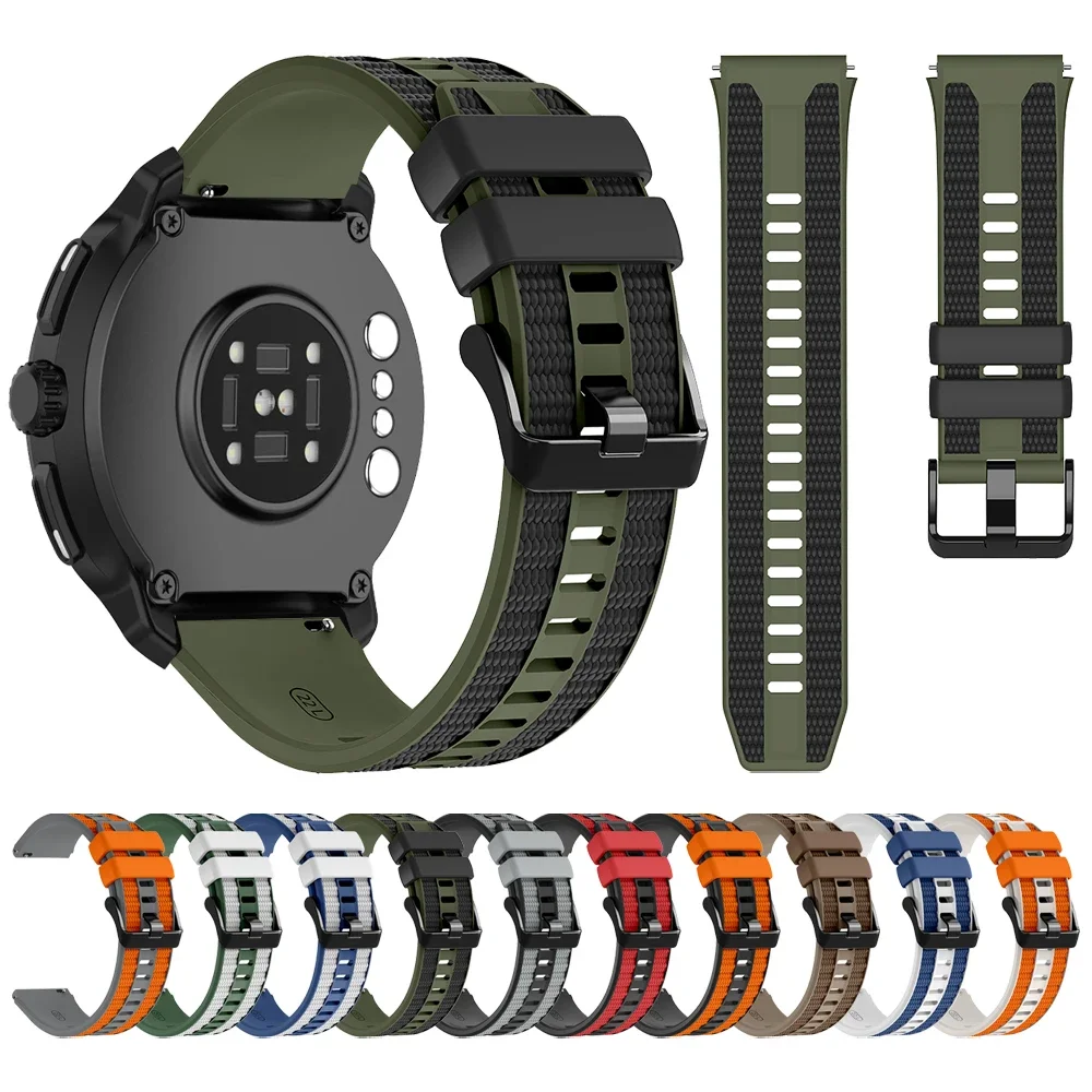 Colorful 22mm Silicone + Nylon Watch Strap - Vibrant Replacement Watchband Bracelet