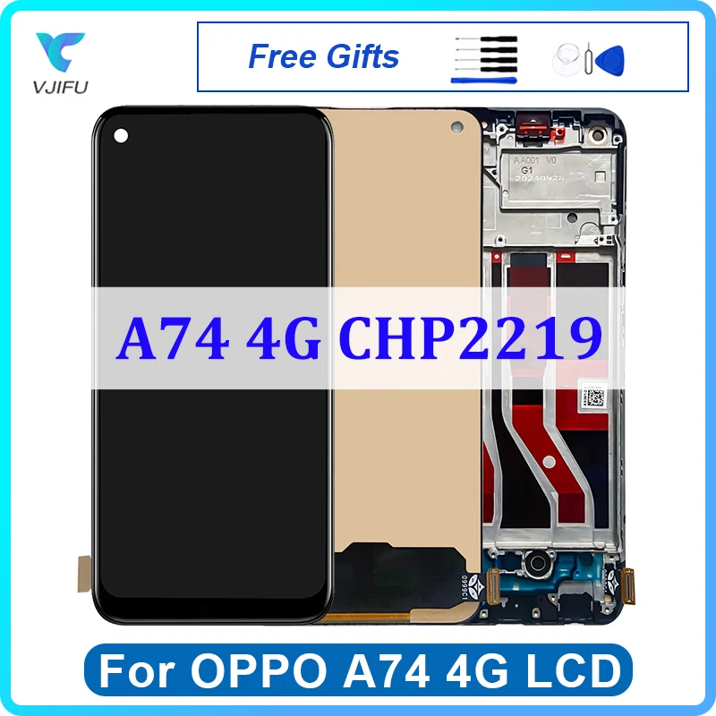 

6.5" LCD For OPPO A74 4G CHP2219 Display Touch Screen Digitizer Assembly Replacement With Frame Repair Parts 100% Tested