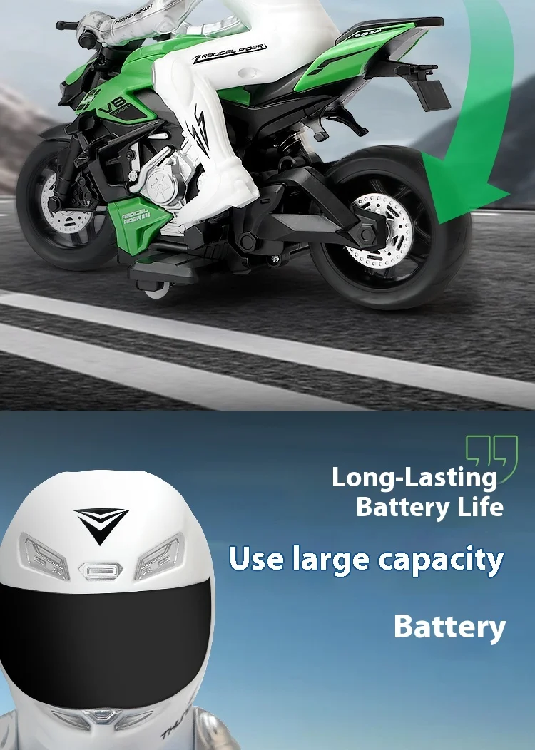 Motocicleta de control remoto, motocicleta todoterreno inteligente de aleación, juguete eléctrico, coche de carreras RC de alta velocidad, motocicleta acrobática a la deriva