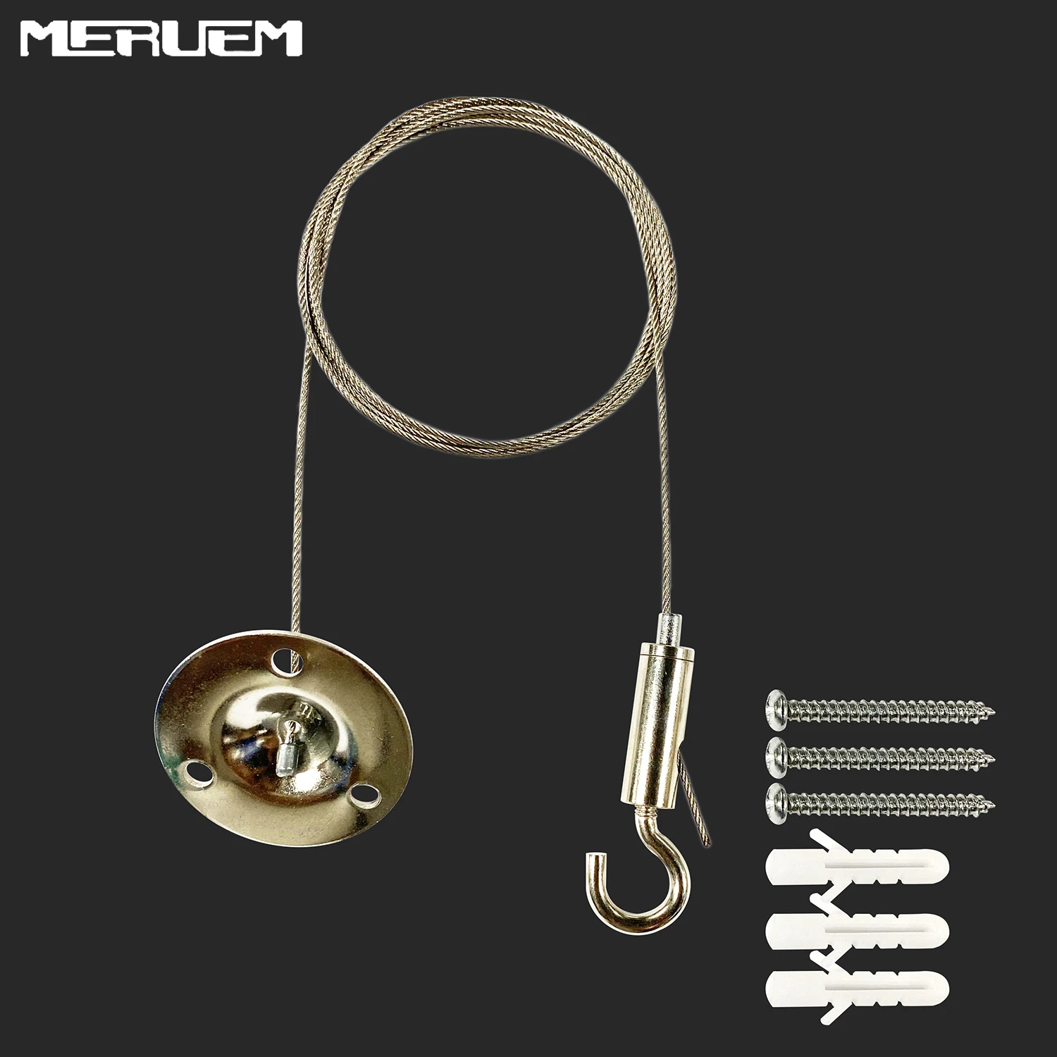 Adjustable Hooking Hangers Hanging Rope for Led Grow Lamps Included Stainless Steel 1.2m Cable 1 Hook and 1 Round Fixer
