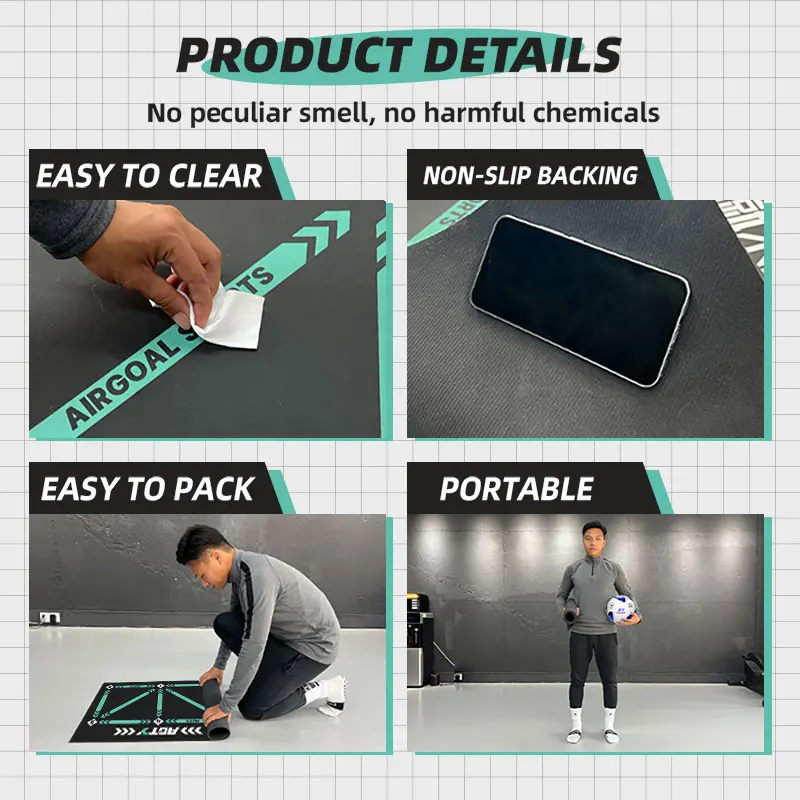 Soccer Training Mat Non Slip With Drills Video Foldable Kids Adults Dribble Training Mat Indoor Outdoor Football Equipment