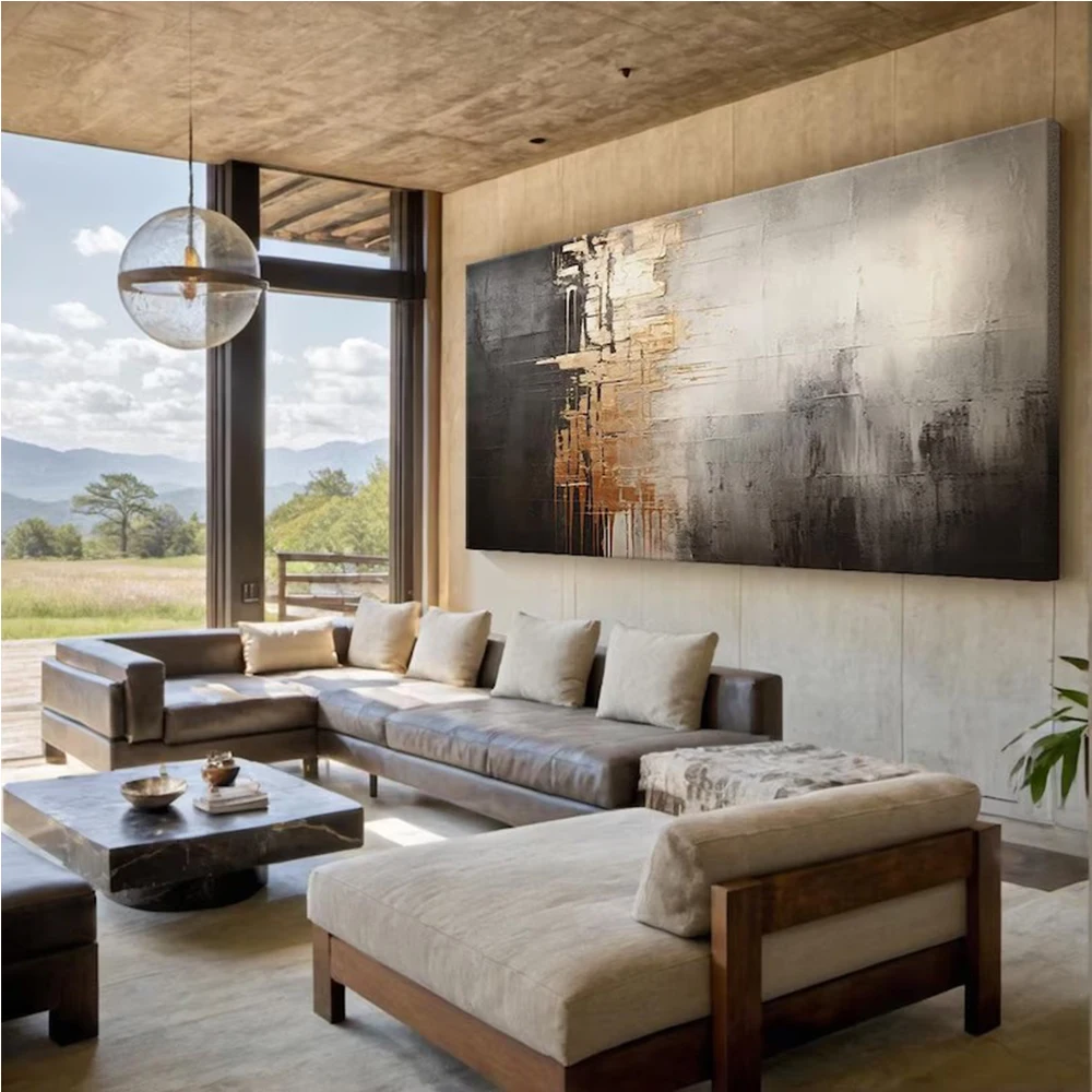 Beige Black Abstract Art 2