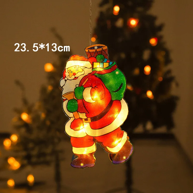 Luces LED navideñas con ventosa, decoraciones navideñas para el hogar, Papá Noel, campana, muñeco de nieve, luz para ventana, regalos de Navidad 2022 y Año Nuevo 2023