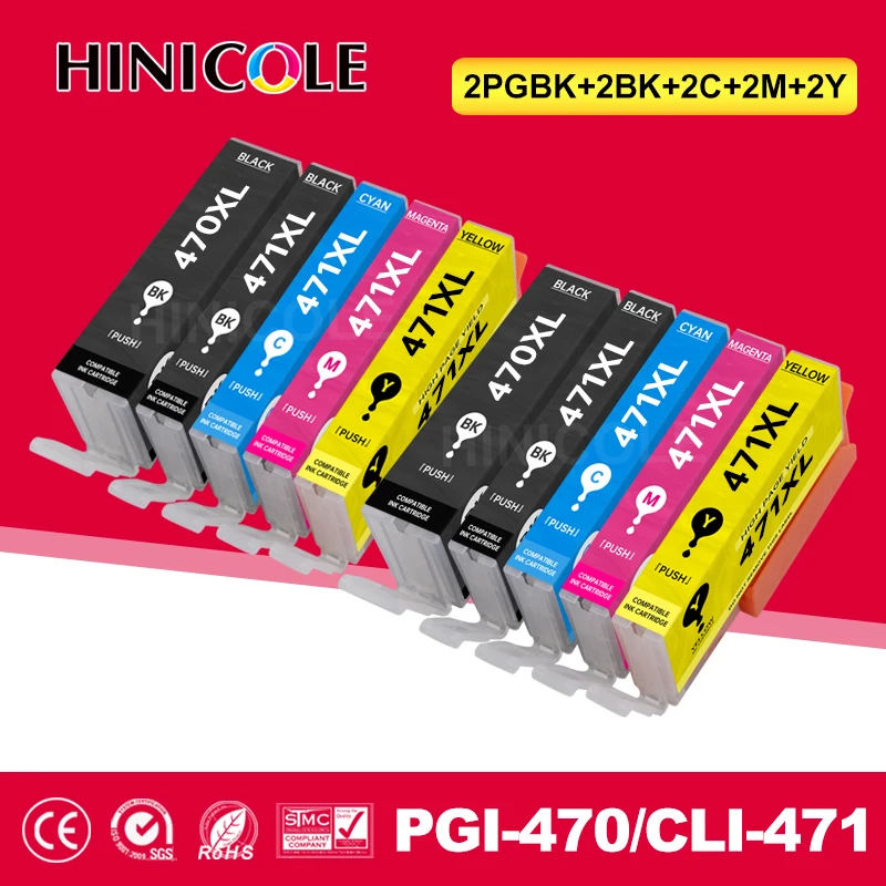 

Hinicole 10PK PGI470 CLI471 Compatible Ink Cartridge For Canon PGI-470 CLI-471 PIXMA MG5740 MG6840 MG7740 TS5040 TS6040 TS8040