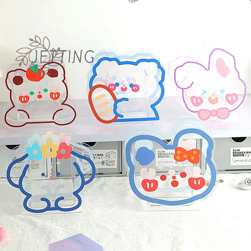 

Kawaii мультяшный акриловый настольная подставка для ручек Органайзер INS прозрачный кролик медведь офисная канцелярская Косметика Коробка для хранения детский подарок