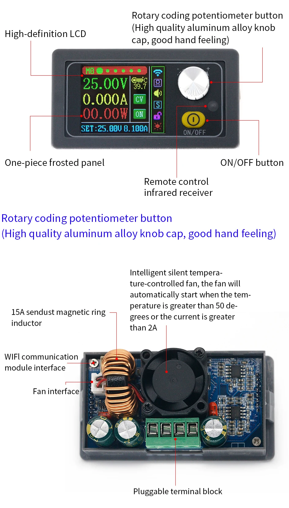 Convertitore Step Down XY-5008E 400W - Modulo DC-DC Regolabile Con Display LCD Per Ricarica Solare - Foto 13