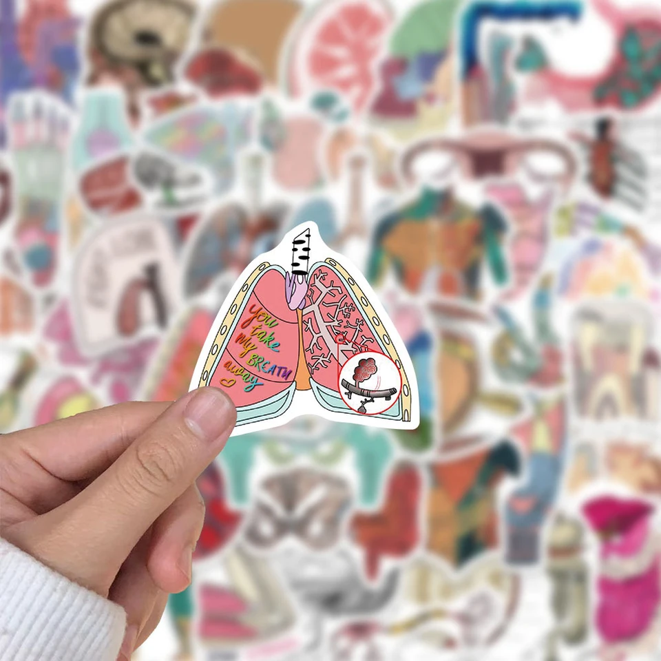 Adesivi Organi Umani Cartoon - 50 Pezzi Unici Per Decorare Laptop E Bottiglie - Foto 4