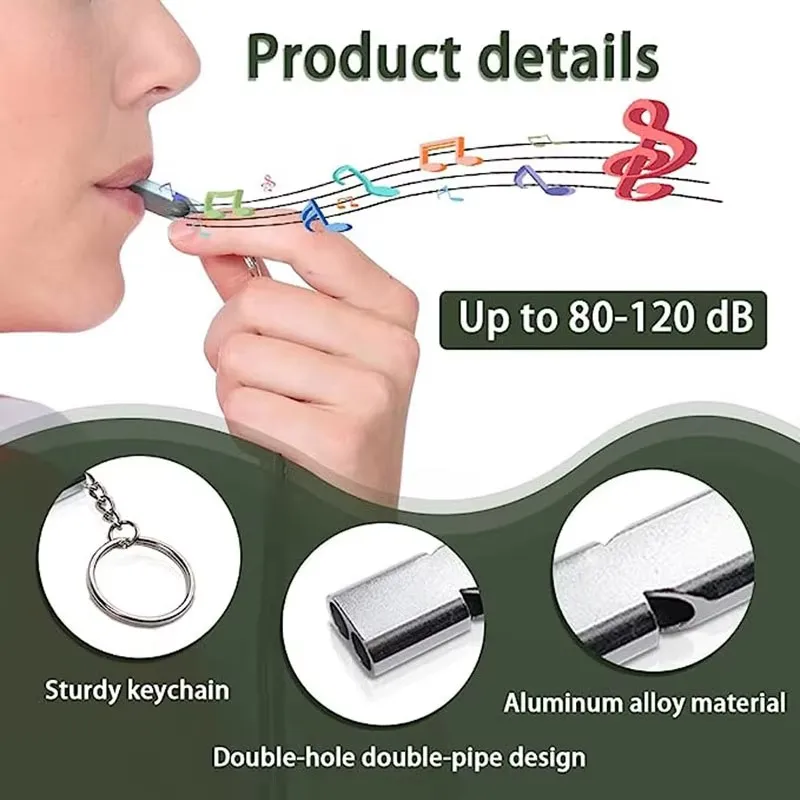 1Pcs Multifunction Survival Whistle Mini 120db Double Pipe High Decibel Whistle Outdoor Camping Hiking Sports Referee Equipment