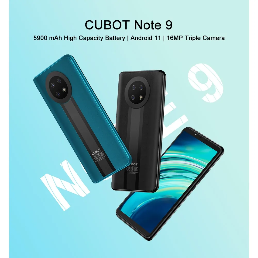 Cubot Note 9 Smartphone Android 11 Octa Core 5.99 Inch 3GB+32GB Mobile Phone 16MP 5900mAh 16MP Triple Camera Dual SIM Cellphones