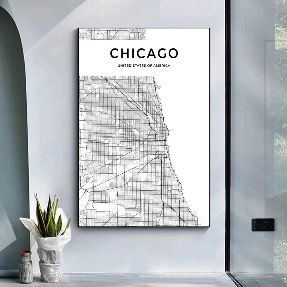 

CHICAGO United States Of America Canvas Painting Wall Art City Architecture Poster And Prints For Living Room Modern Home Decor