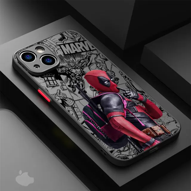 thumbnail image 1 of Marvel Deadpool Hard PC funda mate de lujo para iPhone 16 15 XR X 14 16 Plus XS Max 13 Mini 15 16 Pro Max 12 11 Pro 12 Pro, 1 of 5