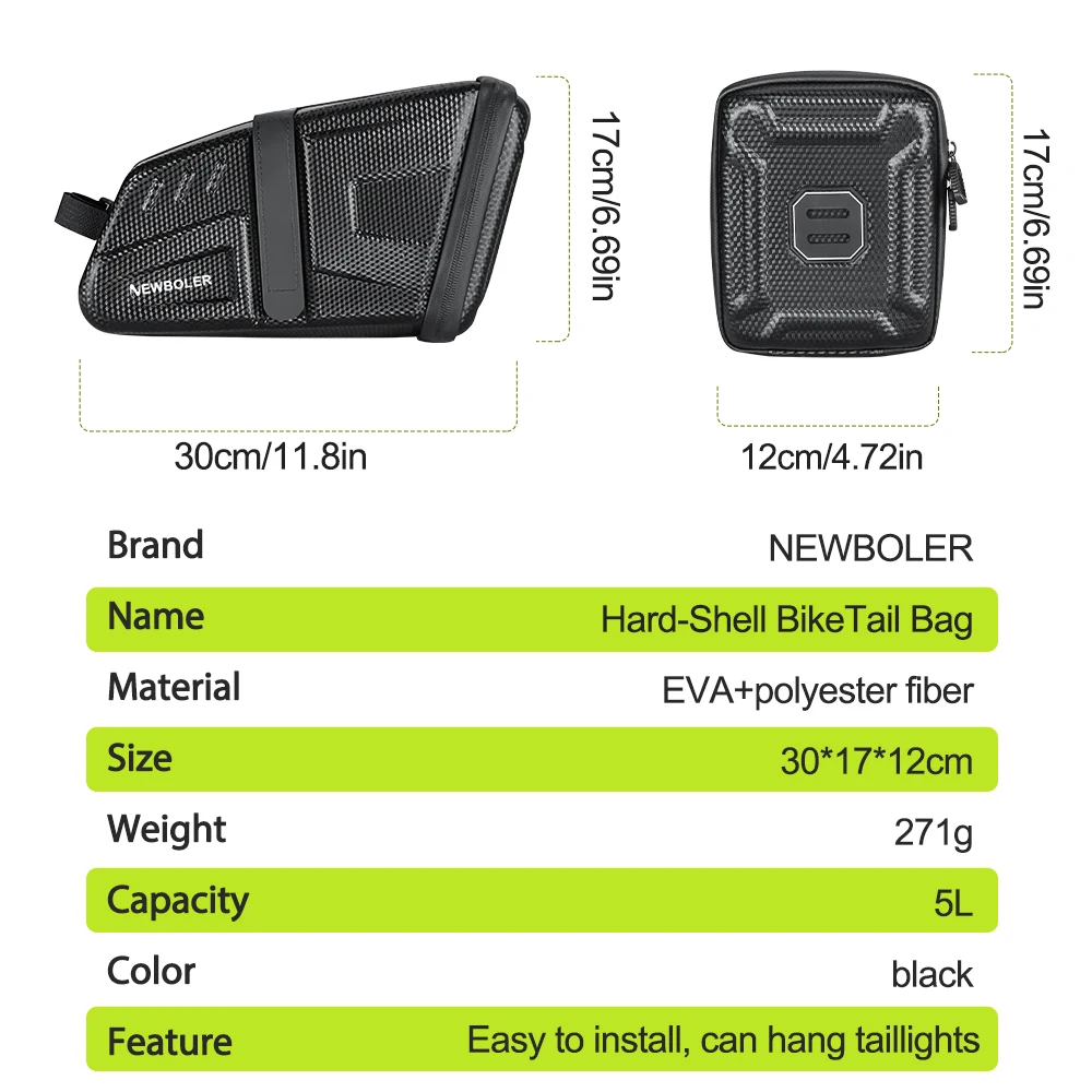 NEWBOLER 5L 자전거 새들백 MTB 도로 방수 자전거 새들백 반사 스트라이프 자전거 도구 가방 MTB 자전거 가방 액세서리