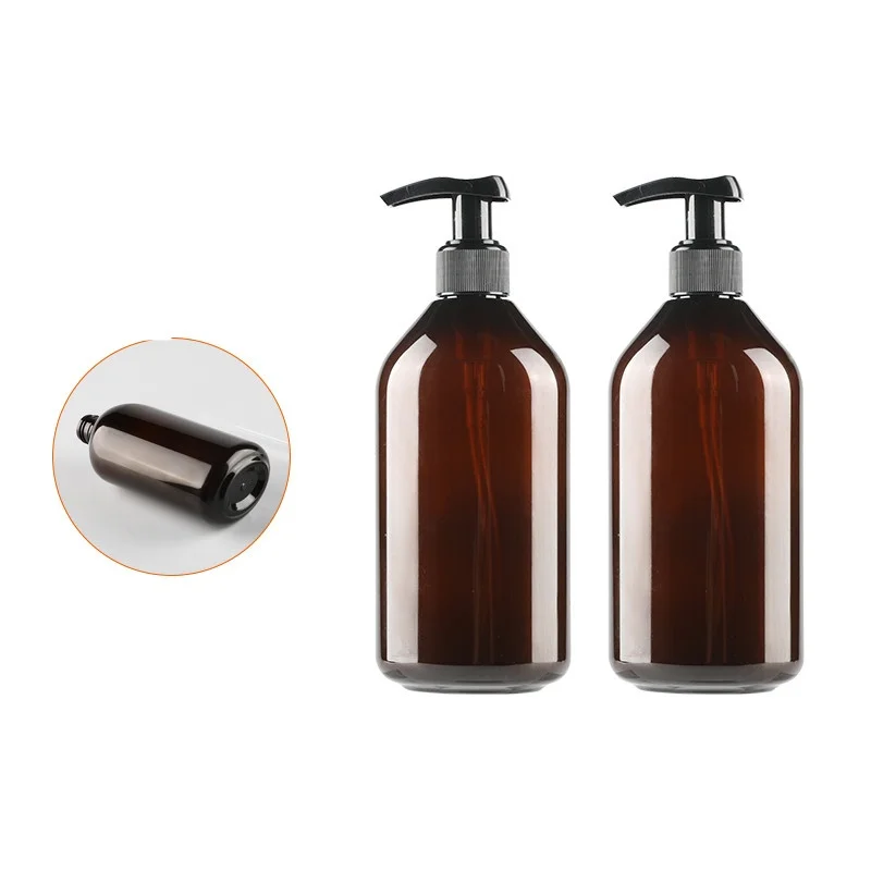 

20PCS*400ML Press Lotion Pump Bottle Amber Empty PETG Plastic Pressure Container Refillable Bottle Shampoo Shower Gel Packing