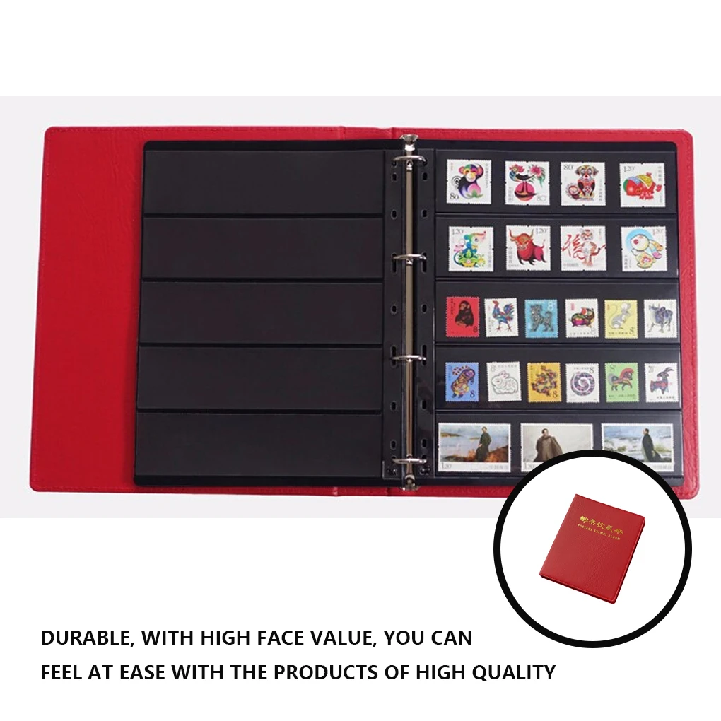 Leather Loose-leaf Postage Stamps Album Currency Coins Stamp Collection Book Photo Protection Books 9 Holes Black