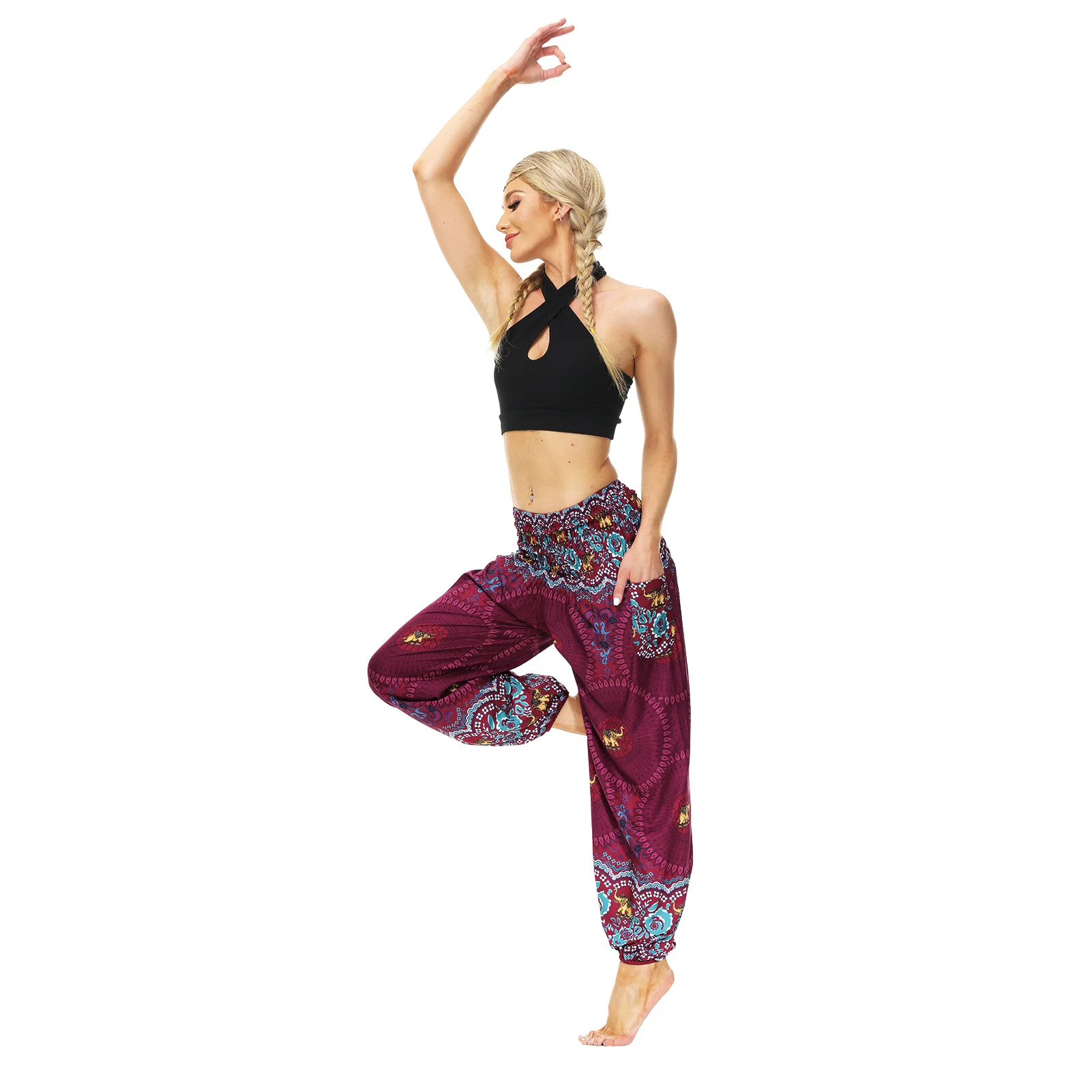 Women's Printed Wear Casual Bloomers Breathable Sports Dance Pants gym accessories women  yoga leggings high waist