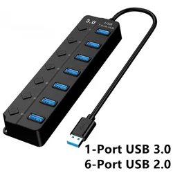 7 - Port USB 3.0 Hub with Individual LED Switches (New style)