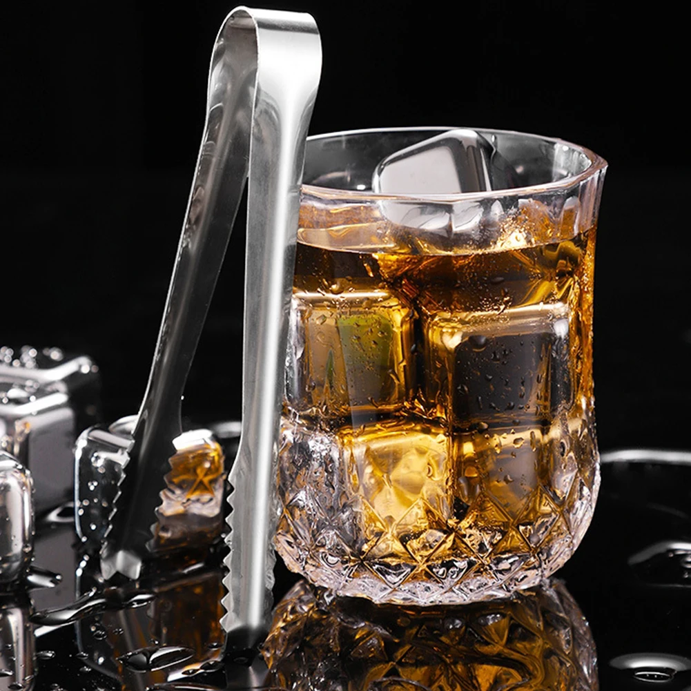 1pc Whiskey Ice Cubes Set Stainless Steel Ice Cubes Reusable Chilling Stones For Whiskey Wine Drink Cold Party Bar Tool