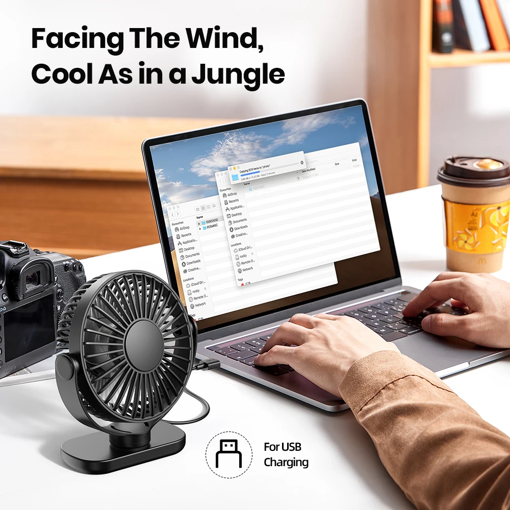 K62C Portable Mini USB Desk Fan,360°Rotation 3 Speeds Powerful Airflow,Small Coo