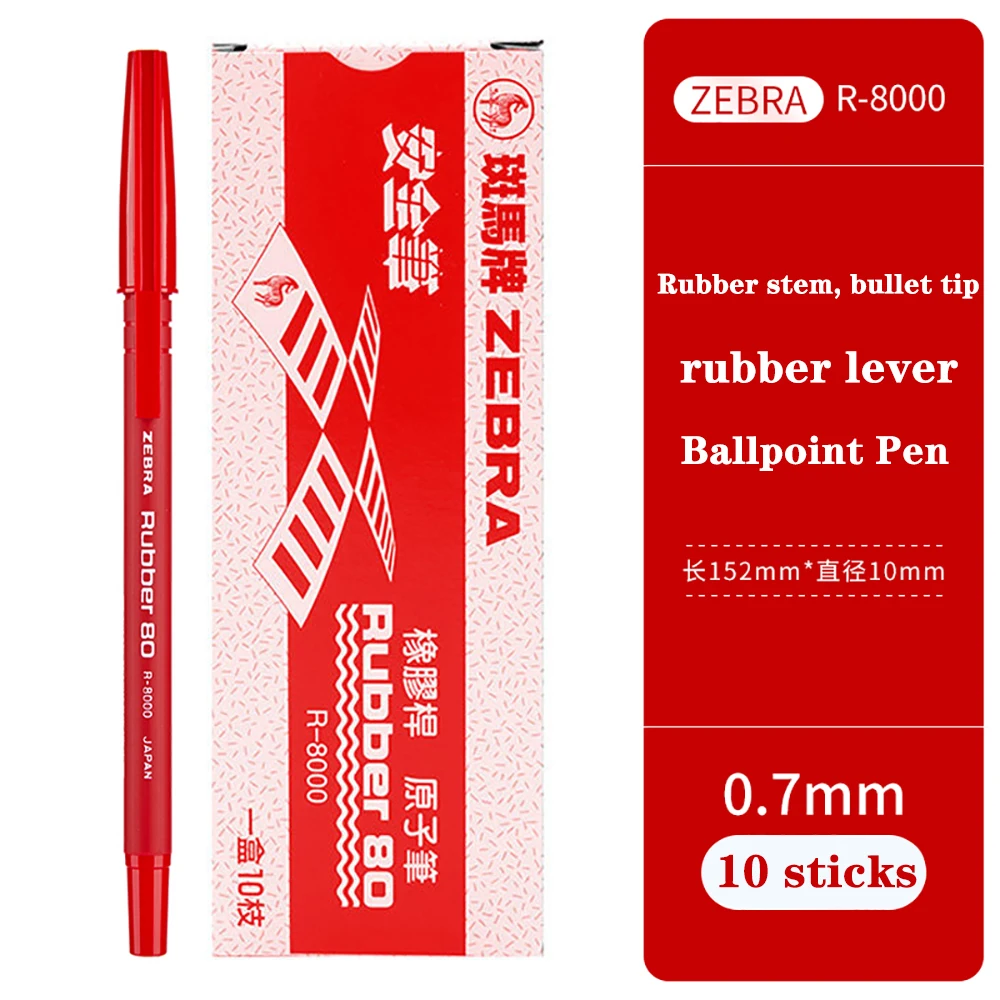 Zebra Rubber 80 R-8000 0.7 mm ball point pen RED x 10 pcs 
