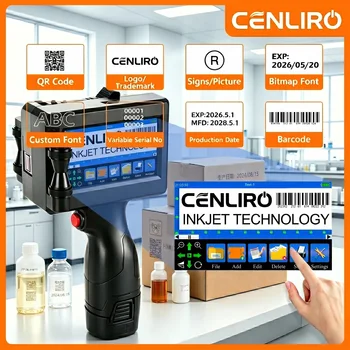 Cenliro CL10B Handheld Inkjet Printer 12.7mm Portable Label Printing Machine for Expiry Date Batch Code QR Bar Logo TIJ Printer