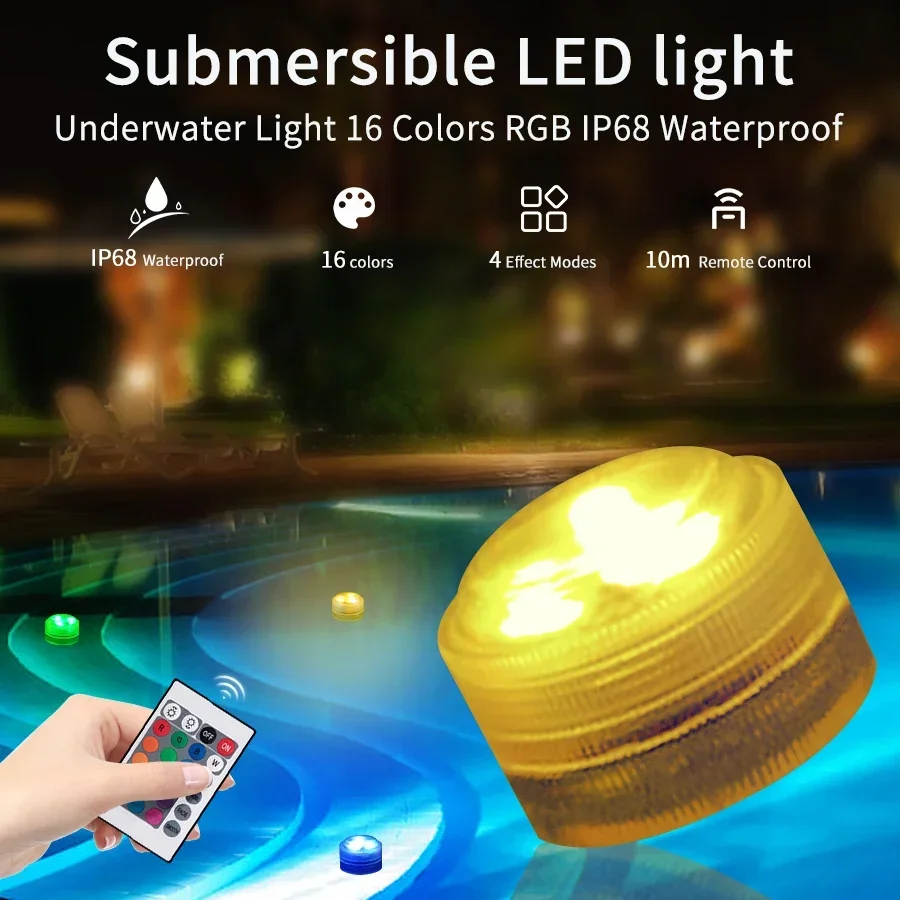 3LED 수영장 조명 RGB 다이빙 피쉬 라이트 LED 수중 램프 리모컨 포함 선박 파티 자동차 장식 램프 (꽃병, 수족관용)