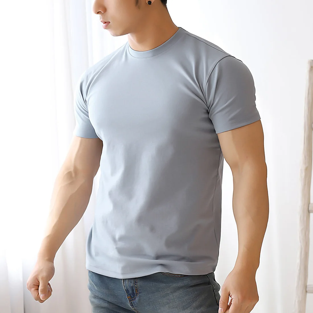 

Летняя мужская футболка с коротким рукавом для фитнеса, бега, спортзала, Майки для мышц, тренировок, повседневные Высококачественные облегающие топы, одежда