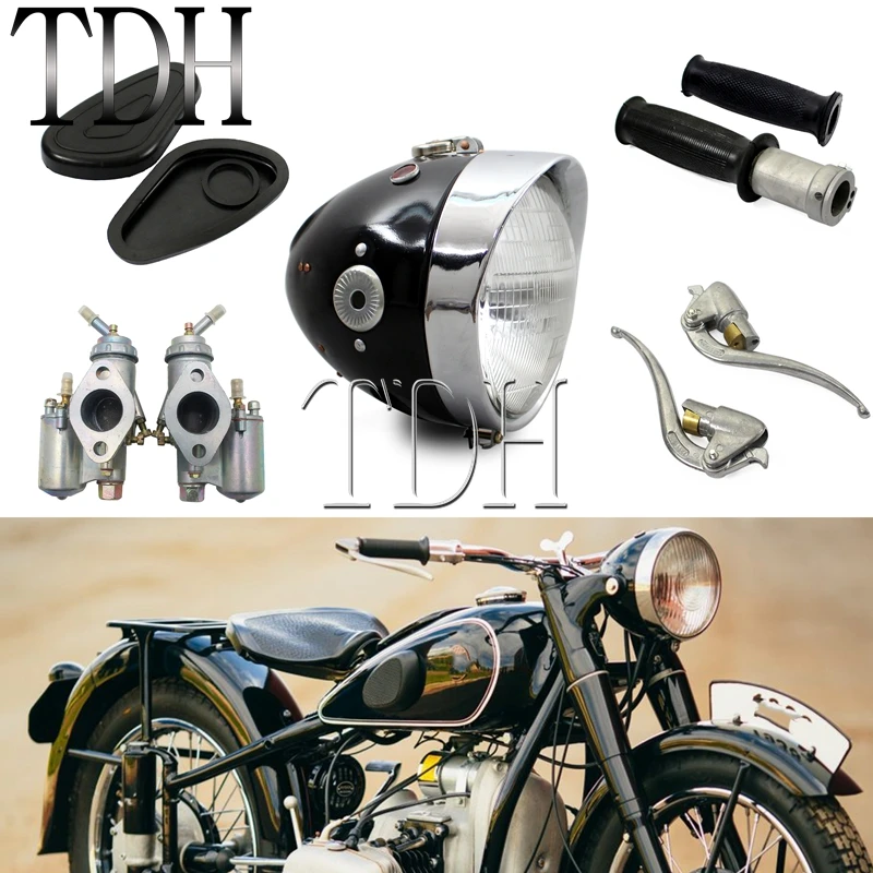 Replica Head Light Lamp Freno Leva Frizione Grip Tank Pad Per Bmw K750 Ks750 R71 R66 M71 R68 Zendnapp Wehrmacht Dnepr Ural Sidecar