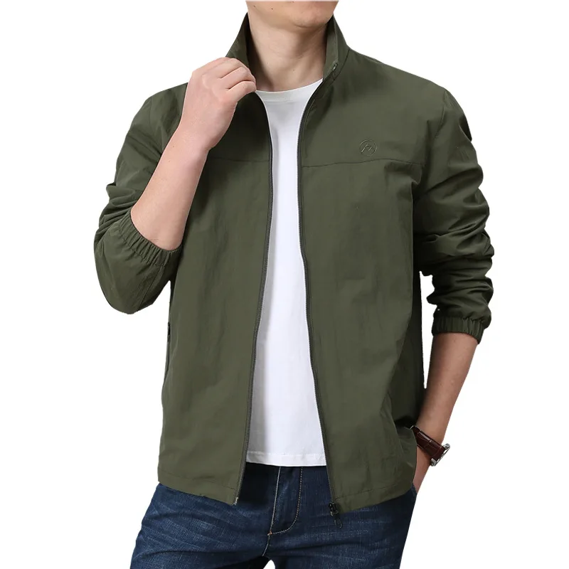Giacca militare primavera autunno uomo casual colletto alla coreana tinta unita cappotto sottile uomo Jaqueta Masculina giacca bomber con fodera in rete_voghion.com