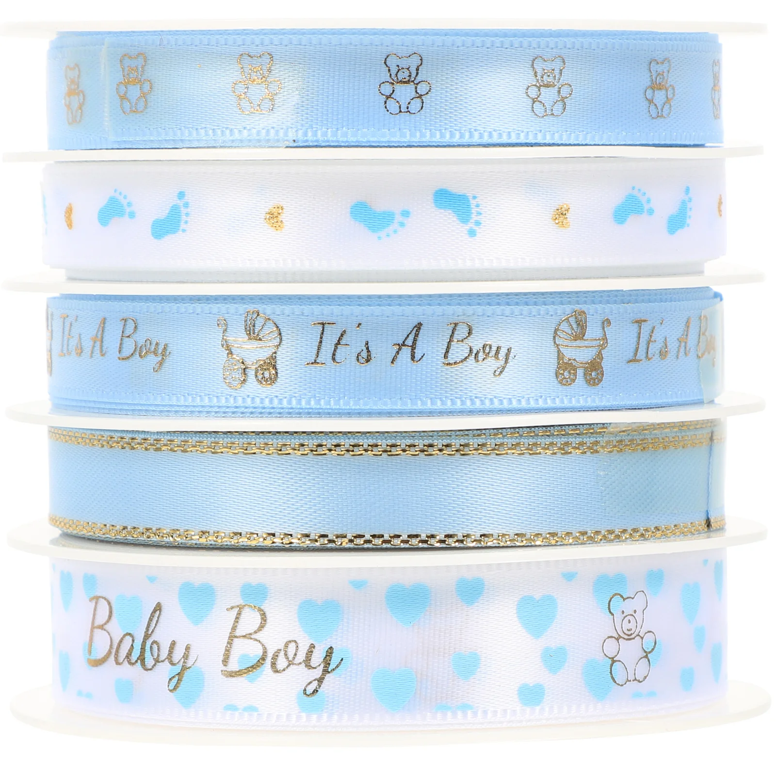 

5 Rolls Baby Ribbon Polyester Gift Cuttable Present Bronzing Packing DIY Supplies