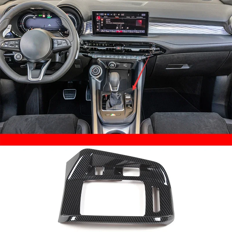 

For Alfa Romeo Tonale 2022-2024 ABS Carbon Fiber Car Central Control Gear Shift Panel Frame Cover Trim Sticker Car Accessories