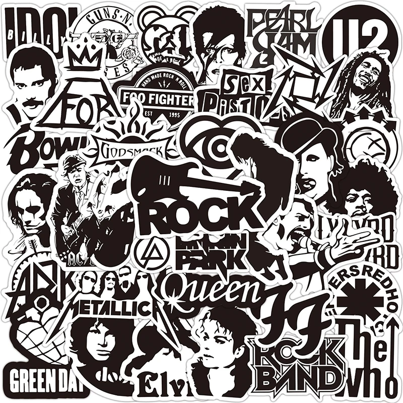 10/25/50pcs Graffiti Rock Punk Roll Music Stickers Band for Guitar Laptop Phone Luggage Skateboard Motorcycle Helmet Bottle