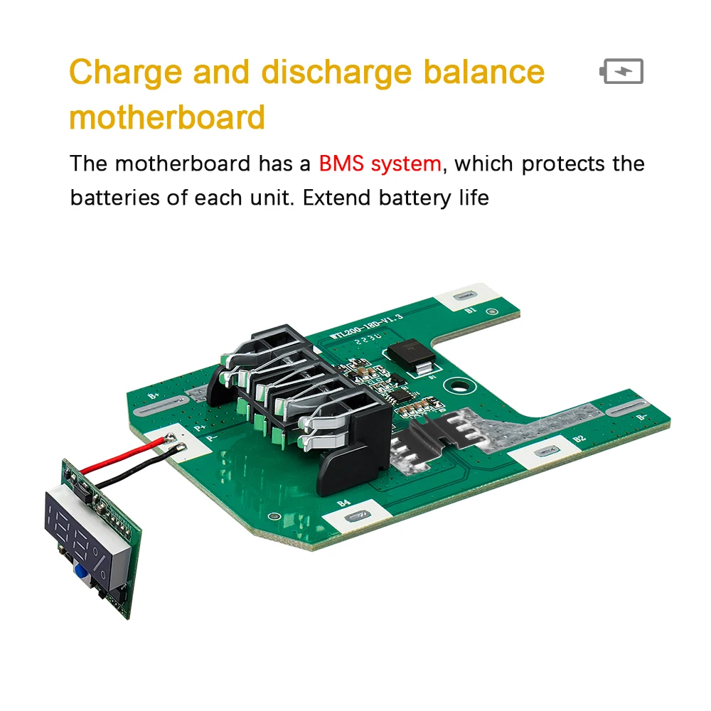 DCB200 배터리 케이스 Dewalt 18V 20V DIY 3Ah 6.0Ah DCB184 쉘 박스 BMS PCB 보드 충전 보호 LED와 호환 가능