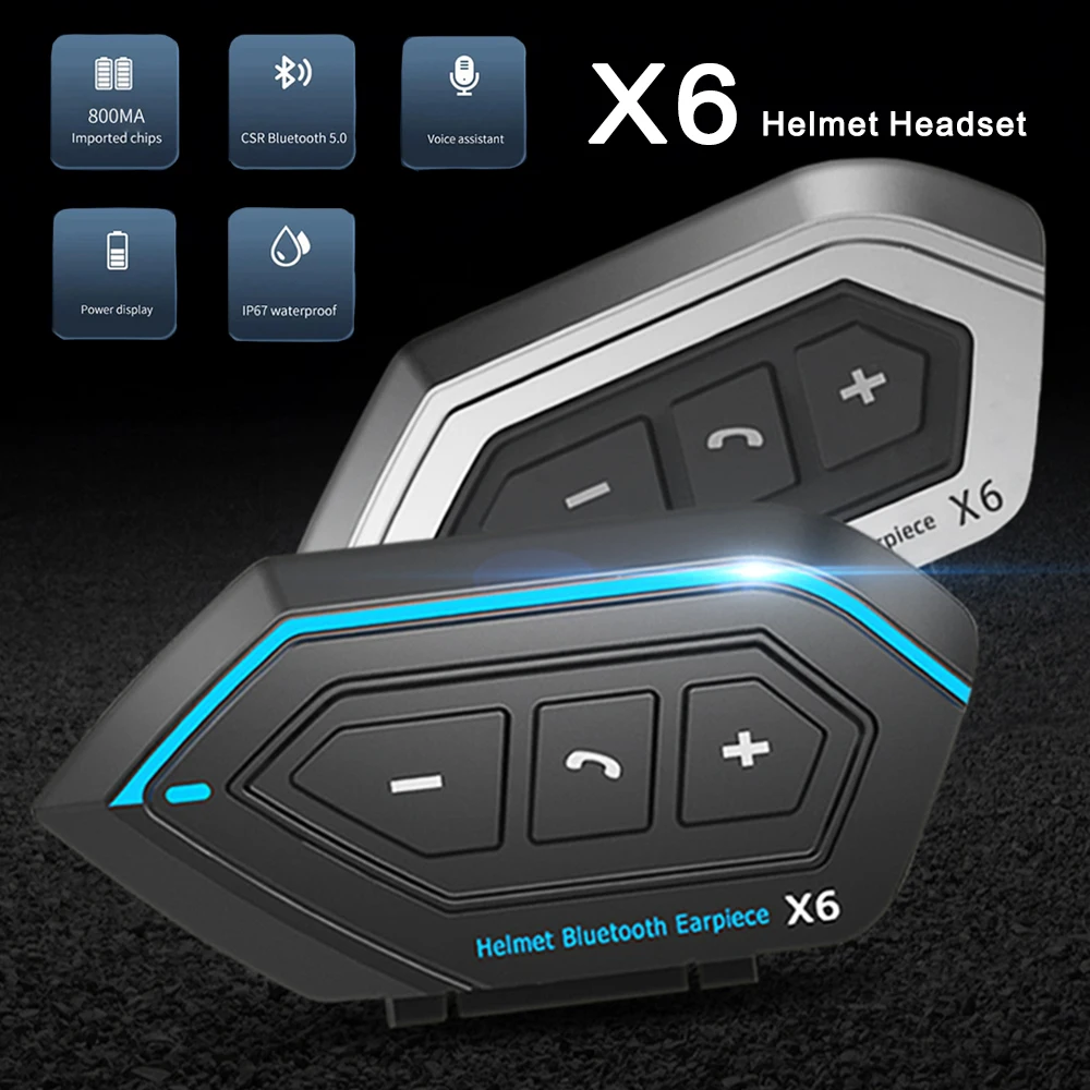 X6WirelessBluetooth50MotorcycleHelmetHeadsetMotorBike