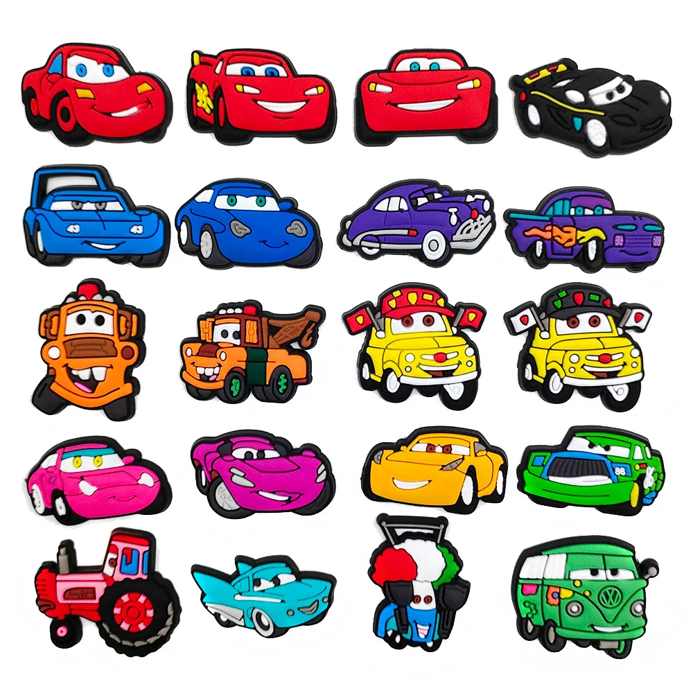 Shoe Charms MINISO Disney 20kinds of Cars for Clogs Sandals Decoration Shoe Accessories