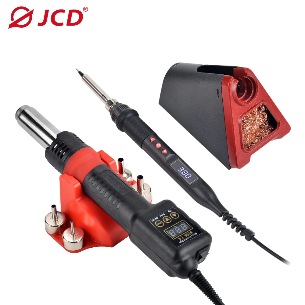 JCD 750W Micro Heat Gun Rework Soldering Air Station LCD Digital Hair Dryer 220V 110V For BGA SMD Hot Air Soldering Tools 8208 newacalox magnetic soldering third hand large iron plate base heat gun holder pcb clip 3x led magnifier soldering work station