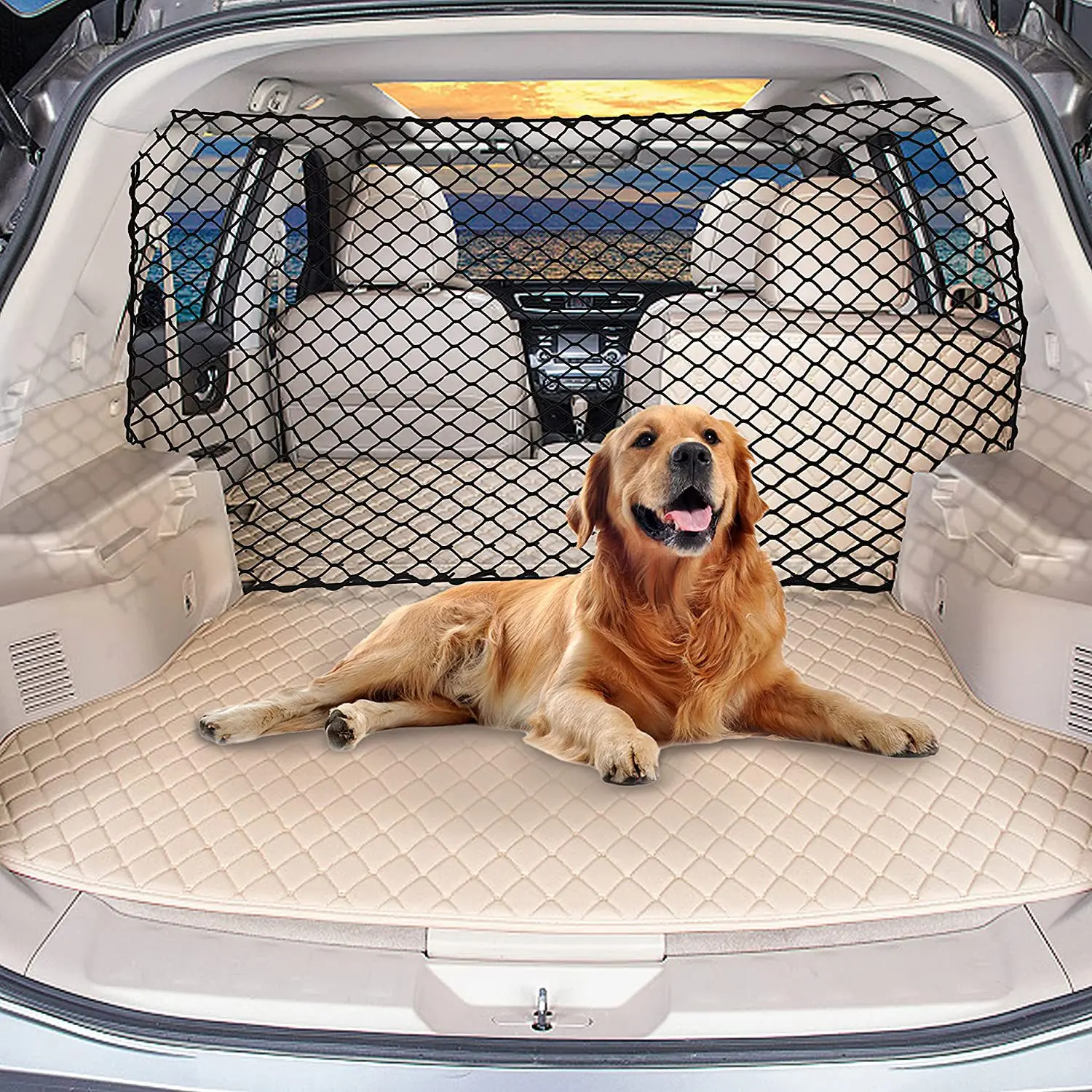 MengH-SHOP Barrière de Voiture pour Animal Domestique Filet Sécurité Auto  Chien Barrier en Maille Filet Protecteur pour Chien Chat 115x62cm Noir