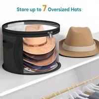Hats Storage Bucket Hat Storage Box Dustproof Case Large Capacity Sundries Organizers Round Foldable Brim Hat Storage Bags 2
