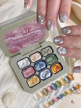 Smalto per unghie solido perlescente a 9 colori Il fascino per unghie artistiche fai-da-te può essere utilizzato per la pittura a colori, rilievo tridimensionale
