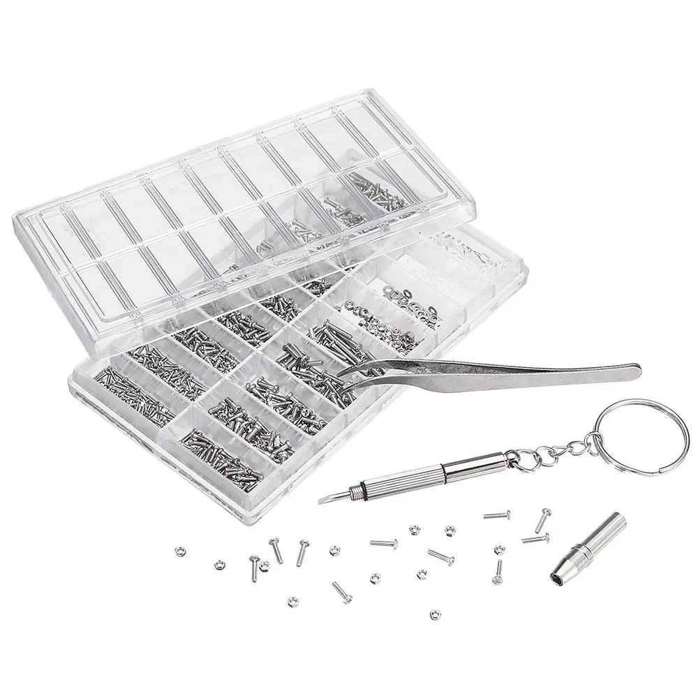 1000 Pcs Screws Nut Assortment + Screwdriver +Tweezers Glasses Optical Repair Tool Set For Watch/Eyeglass/ Sunglass/ Spectacles